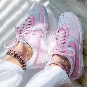 Nike custom air force 1 low barbie pink baby pink sneakers
